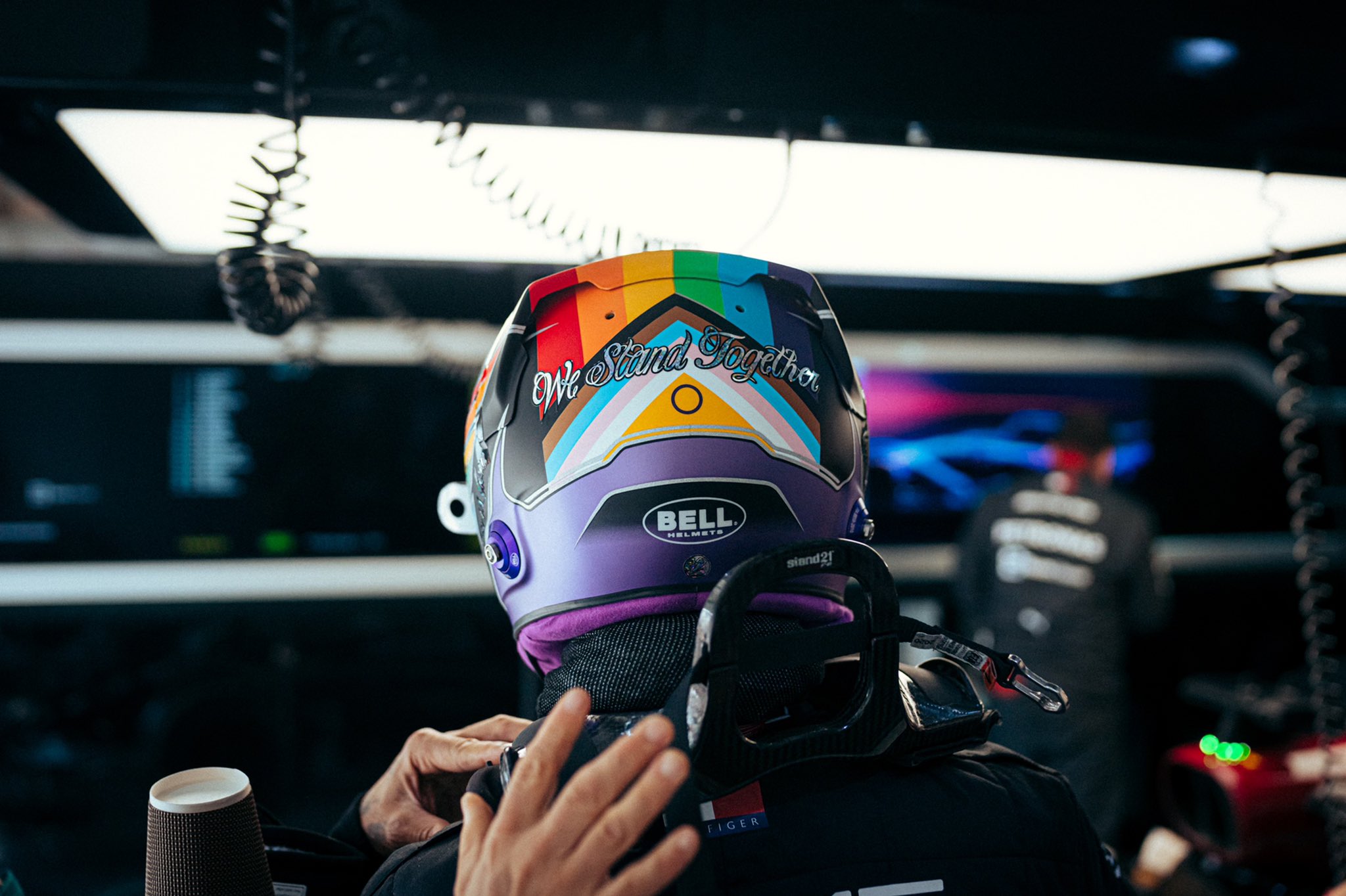 Hamilton sporting ‘powerful’ pride-themed lid in Qatar