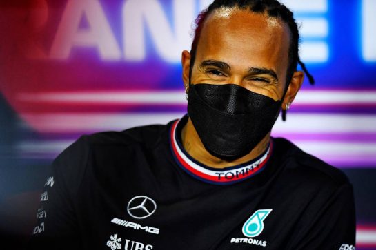 Lewis Hamilton (GBR) Mercedes AMG F1 in the FIA Press Conference.
11.11.2021. Formula 1 World Championship, Rd 19, Brazilian Grand Prix, Sao Paulo, Brazil, Preparation Day.
- www.xpbimages.com, EMail: requests@xpbimages.com &copy; Copyright: Carezzevoli / XPB Images
