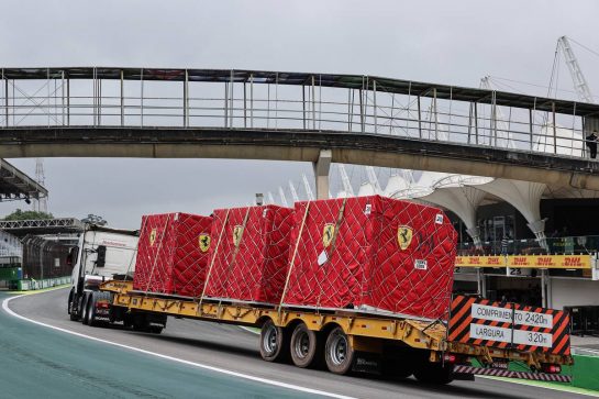 Ferrari freight arrives at the circuit.
11.11.2021. Formula 1 World Championship, Rd 19, Brazilian Grand Prix, Sao Paulo, Brazil, Preparation Day.
- www.xpbimages.com, EMail: requests@xpbimages.com &copy; Copyright: Charniaux / XPB Images