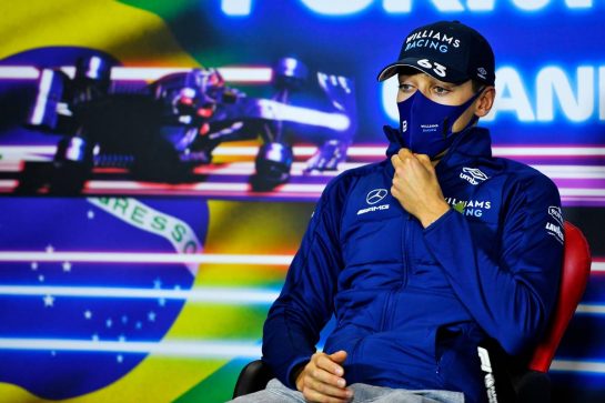 George Russell (GBR) Williams Racing in the FIA Press Conference.
11.11.2021. Formula 1 World Championship, Rd 19, Brazilian Grand Prix, Sao Paulo, Brazil, Preparation Day.
- www.xpbimages.com, EMail: requests@xpbimages.com &copy; Copyright: Carezzevoli / XPB Images