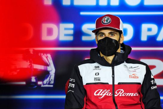 Antonio Giovinazzi (ITA) Alfa Romeo Racing in the FIA Press Conference.
11.11.2021. Formula 1 World Championship, Rd 19, Brazilian Grand Prix, Sao Paulo, Brazil, Preparation Day.
- www.xpbimages.com, EMail: requests@xpbimages.com &copy; Copyright: Carezzevoli / XPB Images