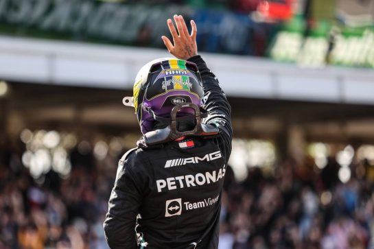Race winner Lewis Hamilton (GBR) Mercedes AMG F1 W12 celebrates in parc ferme.
14.11.2021. Formula 1 World Championship, Rd 19, Brazilian Grand Prix, Sao Paulo, Brazil, Race Day.
- www.xpbimages.com, EMail: requests@xpbimages.com &copy; Copyright: Charniaux / XPB Images