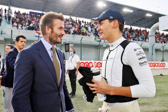 (L to R): David Beckham (GBR) Former Football Player with George Russell (GBR) Williams Racing on the grid.
21.11.2021. Formula 1 World Championship, Rd 20, Qatar Grand Prix, Doha, Qatar, Race Day.
- www.xpbimages.com, EMail: requests@xpbimages.com © Copyright: Moy / XPB Images