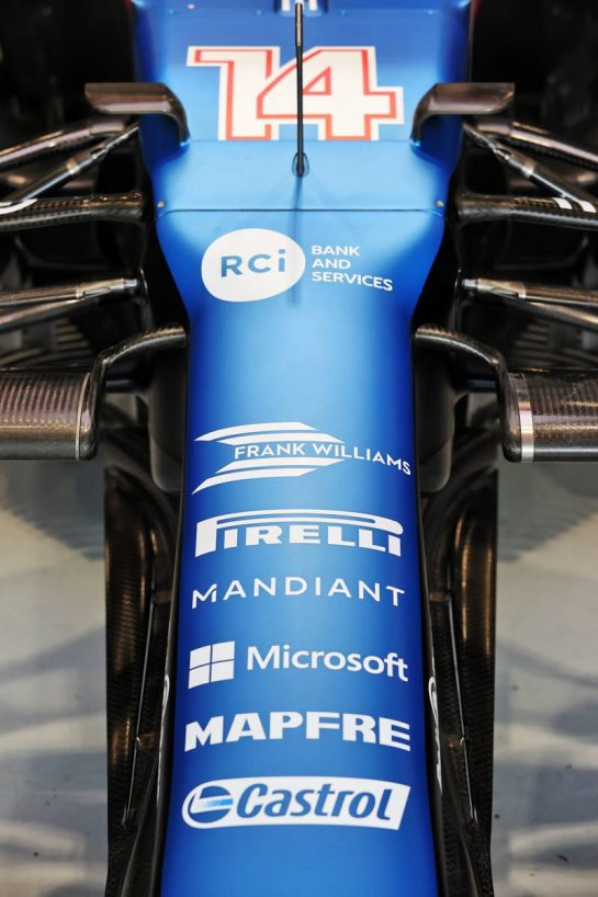 Alpine F1 Team A521 nosecone with tribute to Frank Williams.
02.12.2021. Formula 1 World Championship, Rd 21, Saudi Arabian Grand Prix, Jeddah, Saudi Arabia, Preparation Day.
- www.xpbimages.com, EMail: requests@xpbimages.com © Copyright: Moy / XPB Images