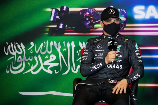 Valtteri Bottas (FIN) Mercedes AMG F1 in the post qualifying FIA Press Conference.
04.12.2021. Formula 1 World Championship, Rd 21, Saudi Arabian Grand Prix, Jeddah, Saudi Arabia, Qualifying Day.
- www.xpbimages.com, EMail: requests@xpbimages.com &copy; Copyright: FIA Pool Image for Editorial Use Only
