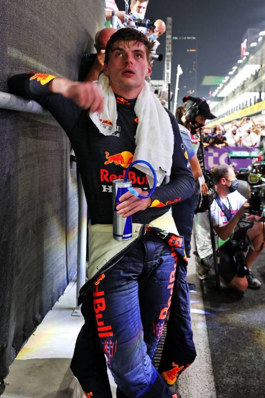 Second placed Max Verstappen (NLD) Red Bull Racing in parc ferme.
05.12.2021. Formula 1 World Championship, Rd 21, Saudi Arabian Grand Prix, Jeddah, Saudi Arabia, Race Day.
- www.xpbimages.com, EMail: requests@xpbimages.com &copy; Copyright: Moy / XPB Images