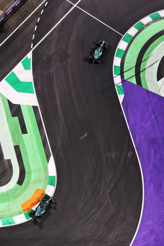 Sebastian Vettel (GER) Aston Martin F1 Team AMR21 leads team mate Lance Stroll (CDN) Aston Martin F1 Team AMR21.
05.12.2021. Formula 1 World Championship, Rd 21, Saudi Arabian Grand Prix, Jeddah, Saudi Arabia, Race Day.
- www.xpbimages.com, EMail: requests@xpbimages.com &copy; Copyright: Moy / XPB Images