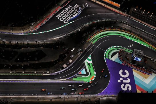 Esteban Ocon (FRA) Alpine F1 Team A521 battle for the lead of the second restart with Lewis Hamilton (GBR) Mercedes AMG F1 W12 and Max Verstappen (NLD) Red Bull Racing RB16B.
05.12.2021. Formula 1 World Championship, Rd 21, Saudi Arabian Grand Prix, Jeddah, Saudi Arabia, Race Day.
- www.xpbimages.com, EMail: requests@xpbimages.com &copy; Copyright: Moy / XPB Images