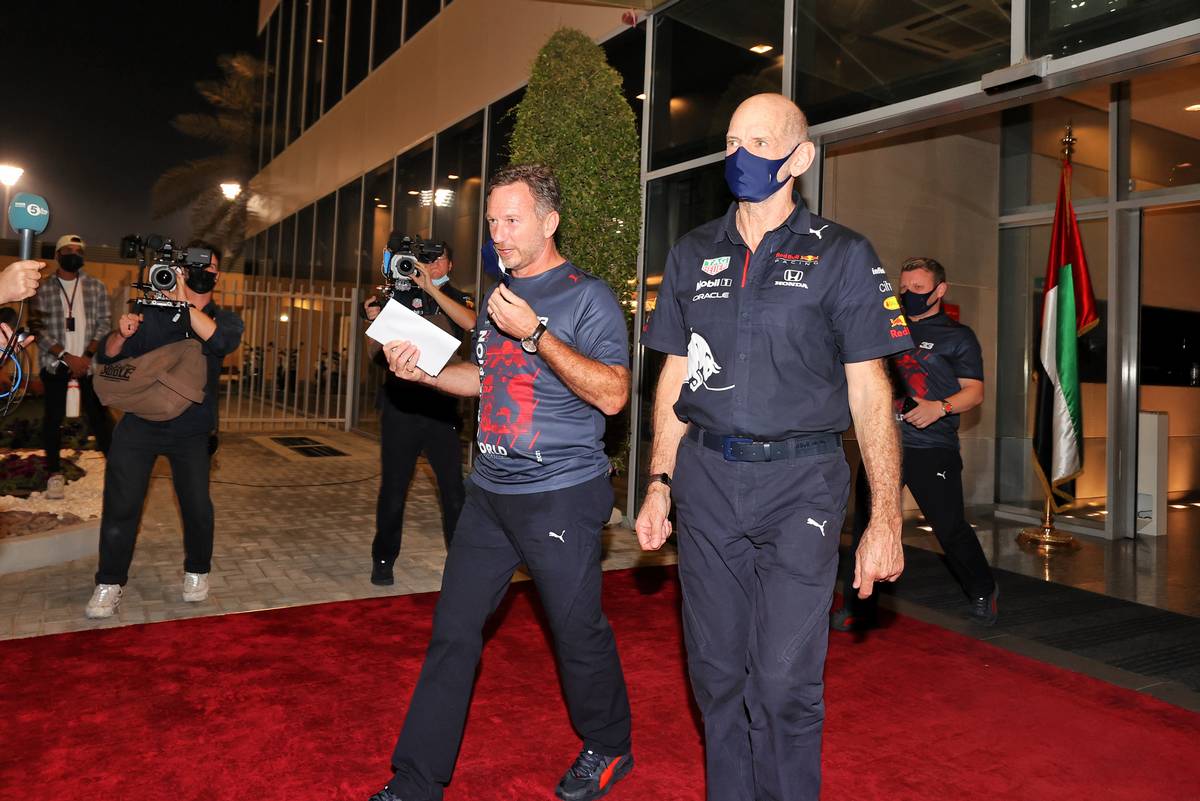 Christian Horner (GBR) Red Bull Racing Team Principal and Adrian Newey (GBR) Red Bull Racing Chief Technical Officer leave the Stewards' Office. 12.12.2021. Formula 1 World Championship, Rd 22, Abu Dhabi Grand Prix, Yas Marina