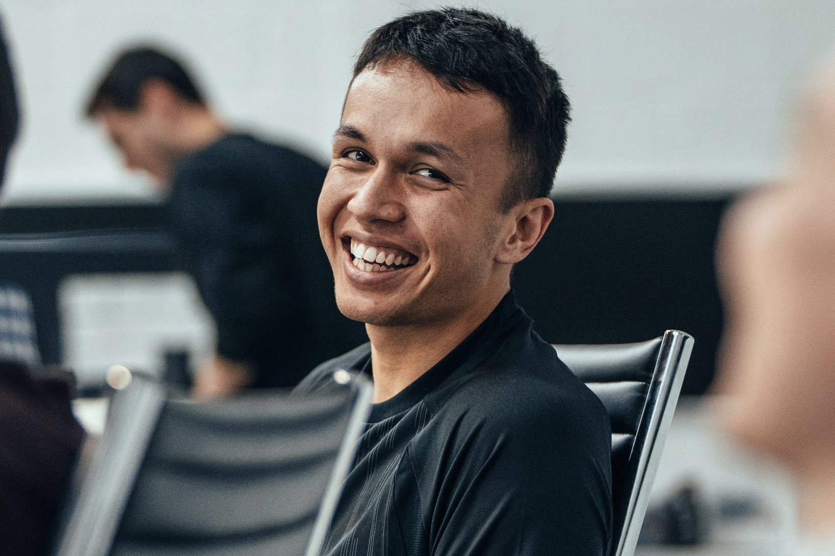Albon meets his side of the Williams garage at Grove