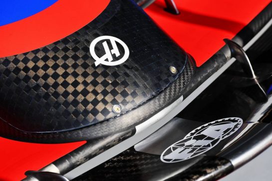 Haas VF-22 nosecone detail.
24.02.2022. Formula One Testing, Day Two, Barcelona, Spain. Thursday.
- www.xpbimages.com, EMail: requests@xpbimages.com &copy; Copyright: Batchelor / XPB Images