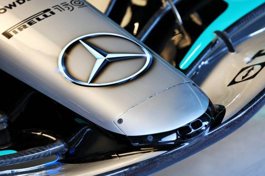 Mercedes AMG F1 W13 nosecone detail.
24.02.2022. Formula One Testing, Day Two, Barcelona, Spain. Thursday.
- www.xpbimages.com, EMail: requests@xpbimages.com &copy; Copyright: Batchelor / XPB Images