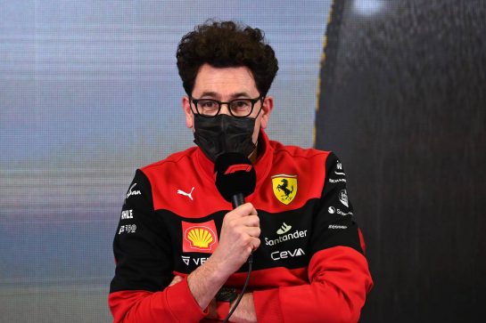 Mattia Binotto (ITA) Ferrari Team Principal in the FIA Press Conference.
24.02.2022. Formula One Testing, Day Two, Barcelona, Spain. Thursday.
- www.xpbimages.com, EMail: requests@xpbimages.com &copy; Copyright: FIA Pool Image for Editorial Use Only