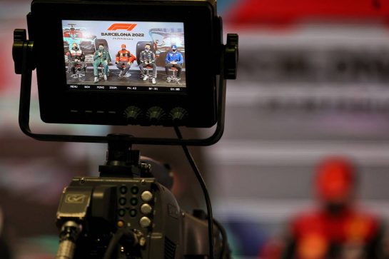 (L to R): Valtteri Bottas (FIN) Mercedes AMG F1; Lance Stroll (CDN) Aston Martin F1 Team; Carlos Sainz Jr (ESP) Ferrari; Alexander Albon (THA) Williams Racing; and Mick Schumacher (GER) Haas F1 Team, in the FIA Press Conference.
25.02.2022. Formula One Testing, Day Three, Barcelona, Spain. Friday.
- www.xpbimages.com, EMail: requests@xpbimages.com &copy; Copyright: Bearne / XPB Images
