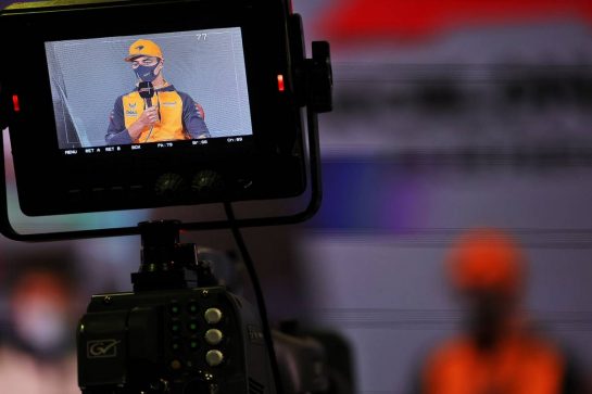 Lando Norris (GBR) McLaren in the FIA Press Conference.
25.02.2022. Formula One Testing, Day Three, Barcelona, Spain. Friday.
- www.xpbimages.com, EMail: requests@xpbimages.com &copy; Copyright: Bearne / XPB Images