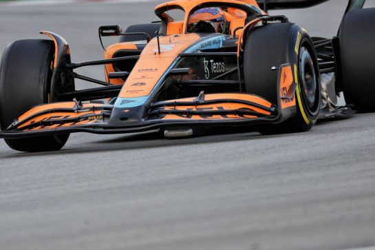 Daniel Ricciardo (AUS) McLaren MCL36 - front wing and floor.
25.02.2022. Formula One Testing, Day Three, Barcelona, Spain. Friday.
- www.xpbimages.com, EMail: requests@xpbimages.com &copy; Copyright: Bearne / XPB Images