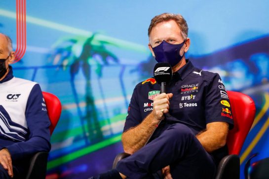 Christian Horner (GBR) Red Bull Racing Team Principal in the FIA Press Conference.
09.04.2022. Formula 1 World Championship, Rd 3, Australian Grand Prix, Albert Park, Melbourne, Australia, Qualifying Day.
- www.xpbimages.com, EMail: requests@xpbimages.com © Copyright: XPB Images