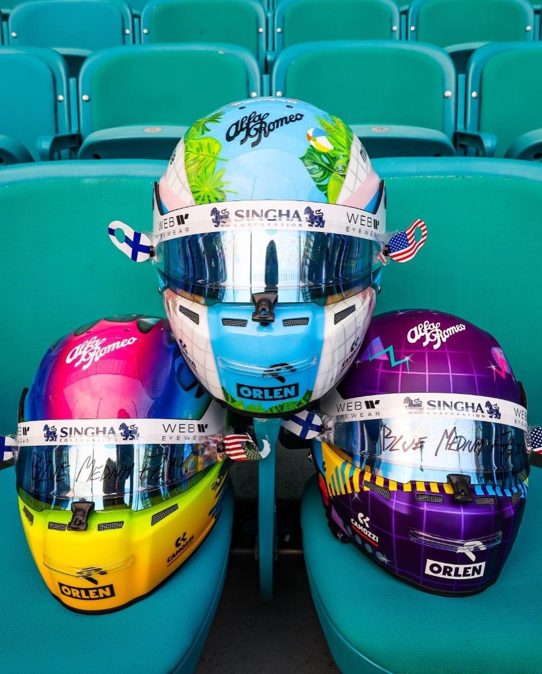 Bottas triples up on Miami GP helmet designs!