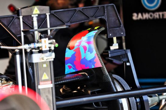 Mercedes AMG F1 W13 wheel fin detail.
05.05.2022. Formula 1 World Championship, Rd 5, Miami Grand Prix, Miami, Florida, USA, Preparation Day.
- www.xpbimages.com, EMail: requests@xpbimages.com &copy; Copyright: Batchelor / XPB Images