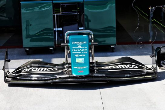 Aston Martin F1 Team AMR22 front wing.
05.05.2022. Formula 1 World Championship, Rd 5, Miami Grand Prix, Miami, Florida, USA, Preparation Day.
- www.xpbimages.com, EMail: requests@xpbimages.com &copy; Copyright: Batchelor / XPB Images