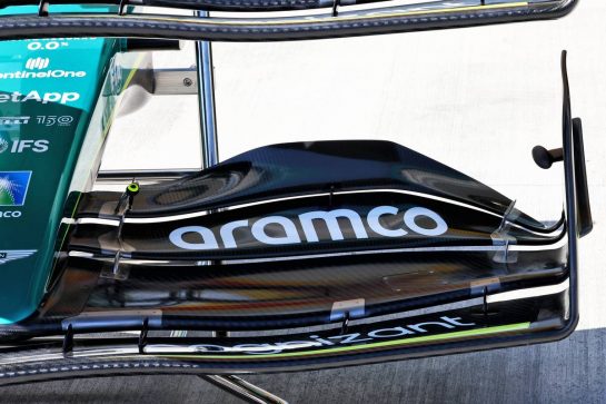 Aston Martin F1 Team AMR22 front wing.
05.05.2022. Formula 1 World Championship, Rd 5, Miami Grand Prix, Miami, Florida, USA, Preparation Day.
- www.xpbimages.com, EMail: requests@xpbimages.com &copy; Copyright: Batchelor / XPB Images