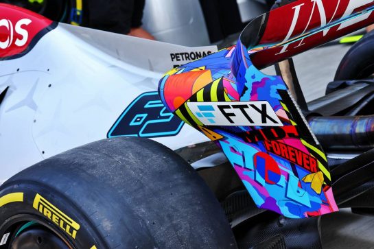 Mercedes AMG F1 W13 rear wing.
05.05.2022. Formula 1 World Championship, Rd 5, Miami Grand Prix, Miami, Florida, USA, Preparation Day.
- www.xpbimages.com, EMail: requests@xpbimages.com &copy; Copyright: Batchelor / XPB Images