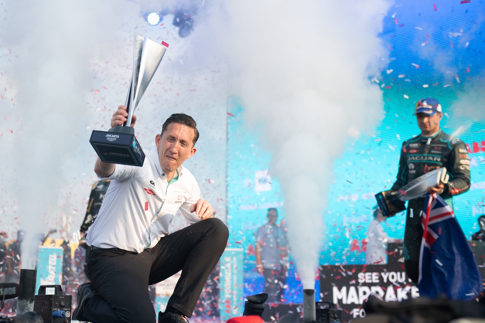 ames Barclay, Team Director, Jaguar TCS Racing Podium during the Jakarta ePrix at Jakarta Street Circuit on Saturday June 04, 2022 in Jakarta, Indonesia.