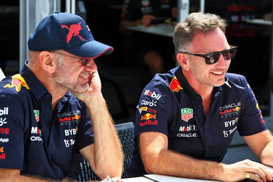 (L to R): Adrian Newey (GBR) Red Bull Racing Chief Technical Officer with Christian Horner (GBR) Red Bull Racing Team Principal.
17.06.2022. Formula 1 World Championship, Rd 9, Canadian Grand Prix, Montreal, Canada, Practice Day.
- www.xpbimages.com, EMail: requests@xpbimages.com &copy; Copyright: Batchelor / XPB Images