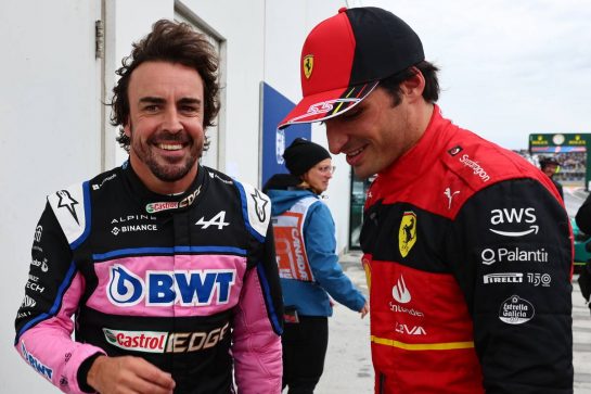 Fernando Alonso (ESP) Alpine F1 Team A522 with Carlos Sainz Jr (ESP) Ferrari F1-75.
18.06.2022. Formula 1 World Championship, Rd 9, Canadian Grand Prix, Montreal, Canada, Qualifying Day.
- www.xpbimages.com, EMail: requests@xpbimages.com &copy; Copyright: Batchelor / XPB Images