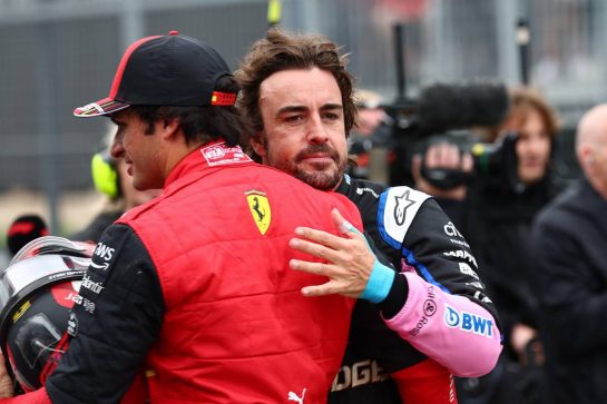 Carlos Sainz Jr (ESP) Ferrari F1-75 with Fernando Alonso (ESP) Alpine F1 Team A522.
18.06.2022. Formula 1 World Championship, Rd 9, Canadian Grand Prix, Montreal, Canada, Qualifying Day.
- www.xpbimages.com, EMail: requests@xpbimages.com &copy; Copyright: Batchelor / XPB Images