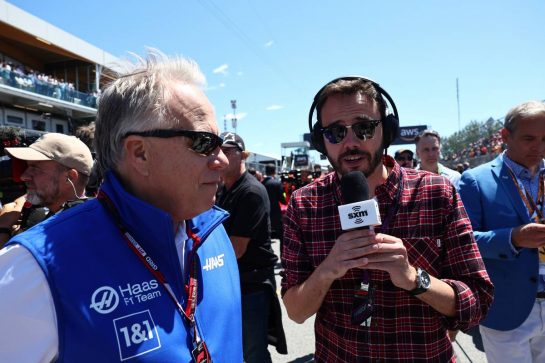 Gene Haas (USA) Haas Automotion President with Chris Medland.
19.06.2022. Formula 1 World Championship, Rd 9, Canadian Grand Prix, Montreal, Canada, Race Day.
- www.xpbimages.com, EMail: requests@xpbimages.com &copy; Copyright: Batchelor / XPB Images