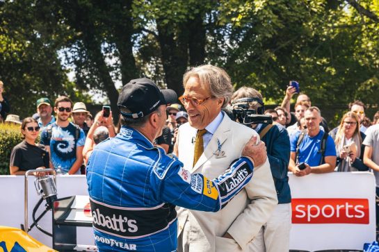 Nigel Mansell (GBR) with the Duke of Richmond (GBR)
24-26.06.2022 Goodwood Festival of Speed, Goodwood, England
 - www.xpbimages.com, EMail: requests@xpbimages.com - copy of publication required for printed pictures. Every used picture is fee-liable. &copy; Copyright: Bearne / XPB Images