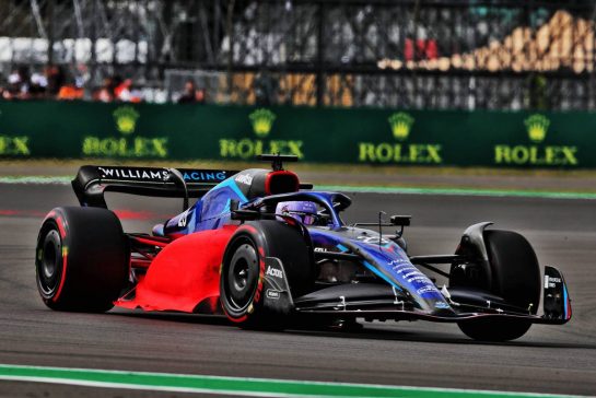 Alexander Albon (THA) Williams Racing FW44 With Flow-vis paint on the sidepod.
01.07.2022. Formula 1 World Championship, Rd 10, British Grand Prix, Silverstone, England, Practice Day.
 - www.xpbimages.com, EMail: requests@xpbimages.com &copy; Copyright: Coates / XPB Images