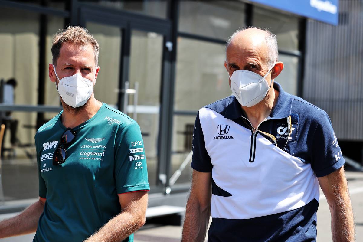 Sebastian Vettel (GER) Aston Martin F1 Team with Franz Tost (AUT) AlphaTauri Team Principal. 24.06.2021. Formula 1 World Championship, Rd 8, Steiermark Grand Prix, Spielberg, Austria