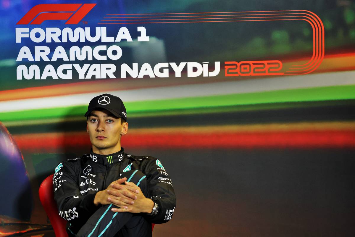 George Russell (GBR) Mercedes AMG F1 in the post race FIA Press Conference. 31.07.2022. Formula 1 World Championship, Rd 13, Hungarian Grand Prix, Budapest, Hungary, Race