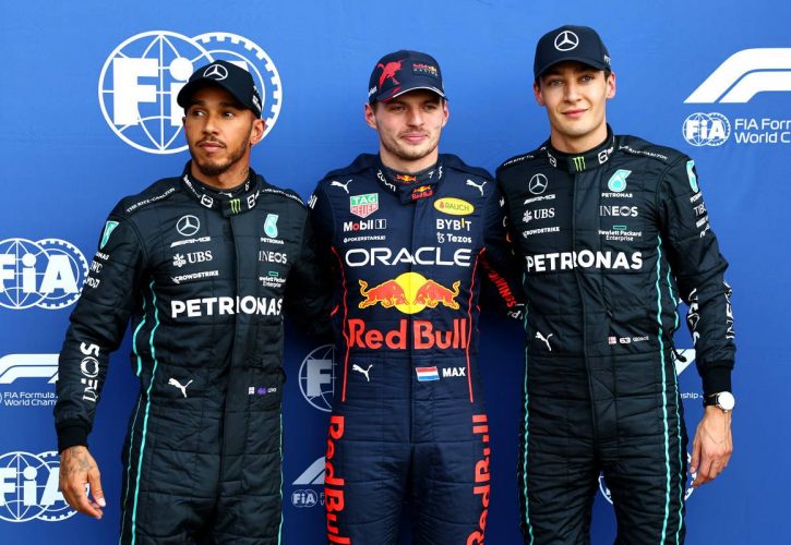 Pole position for Max Verstappen (NLD) Red Bull Racing 2nd for George Russell (GBR) Mercedes AMG F1 and 3rd Lewis Hamilton (GBR) Mercedes AMG F1. 29.10.2022. Formula 1 World Championship, Rd 20, Mexican Grand Prix, Mexico City, Mexico, Qualifying