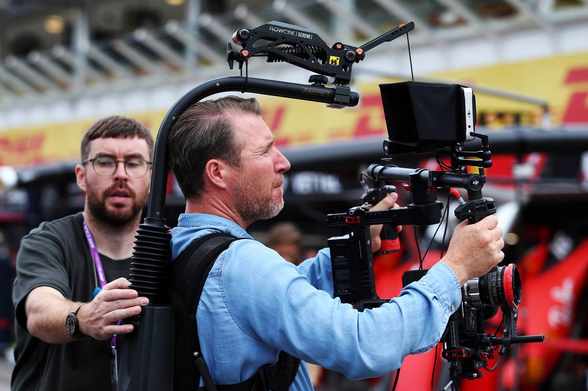 Mercedes AMG F1 being filmed by the Netflix production