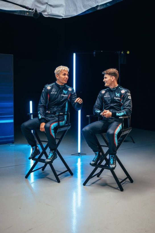 Will Buxton (GBR), Logan Sargeant (USA)  & Alex Albon (THA).
Williams FW45
Monday 6th February 2023, Williams Racing Headquarters, Grove, England.