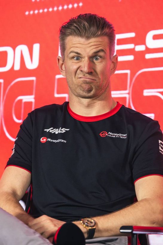 Nico Hulkenberg (GER) Haas F1 Team, in the FIA Press Conference.
24.02.2023. Formula 1 Testing, Sakhir, Bahrain, Day Two.
- www.xpbimages.com, EMail: requests@xpbimages.com &copy; Copyright: Bearne / XPB Images