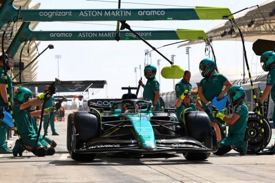 Felipe Drugovich (BRA) Aston Martin F1 Team AMR23, Reserve and Development Programme Driver practices a pit stop.
25.02.2023. Formula 1 Testing, Sakhir, Bahrain, Day Three.
- www.xpbimages.com, EMail: requests@xpbimages.com © Copyright: Coates / XPB Images