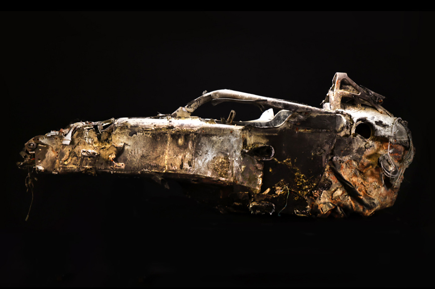 Grosjean’s burnt Bahrain GP chassis on display in Madrid