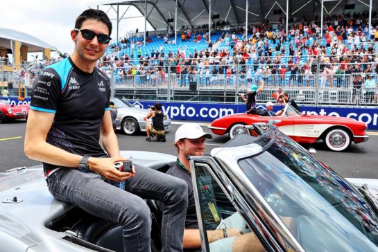 Esteban Ocon (FRA) Alpine F1 Team on the drivers' parade.
07.05.2023. Formula 1 World Championship, Rd 5, Miami Grand Prix, Miami, Florida, USA, Race Day.
- www.xpbimages.com, EMail: requests@xpbimages.com &copy; Copyright: Batchelor / XPB Images