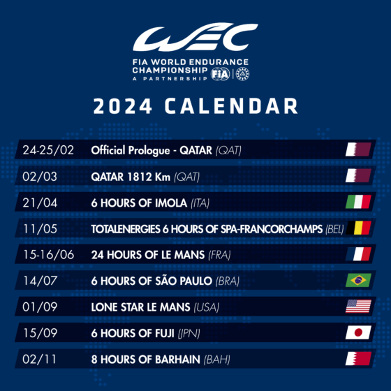 WEC: 2024 calendar expands to eight rounds