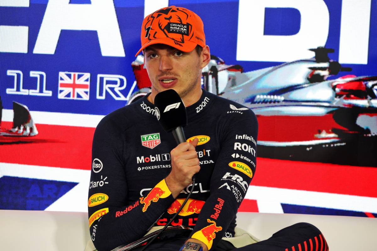 Max Verstappen (NLD) Red Bull Racing in the post race FIA Press Conference. 09.07.2023. Formula 1 World Championship, Rd 11, British Grand Prix, Silverstone, England, Race Day. - www.xpbimages.com, EMail: requests@xpbimages.com &copy; Copyright: Bearne / XPB Images