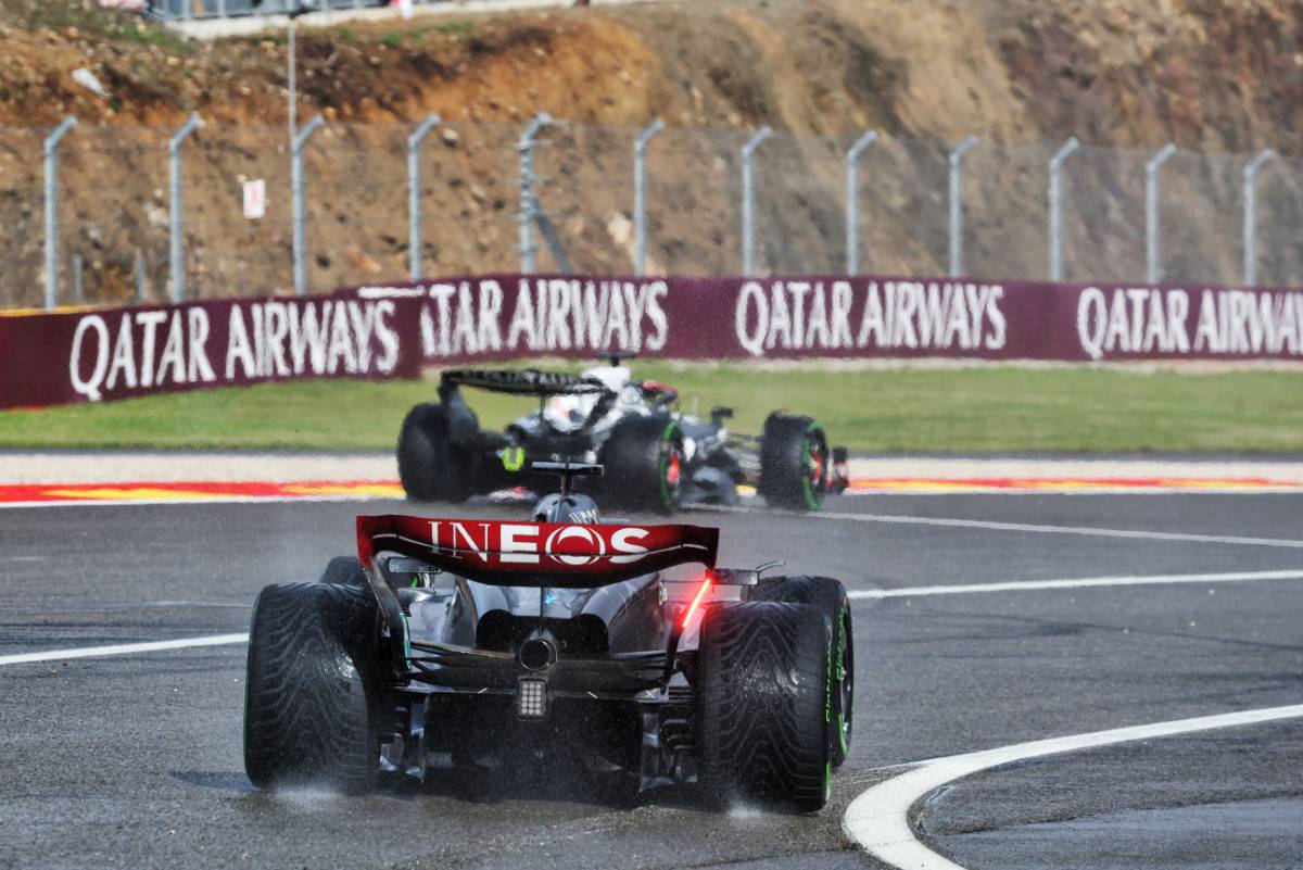 George Russell (GBR) Mercedes AMG F1 W14 leaves the pits.
29.07.2023. Formula 1 World Championship, Rd 13, Belgian Grand Prix, Spa Francorchamps, Belgium, Sprint Day.
- www.xpbimages.com, EMail: requests@xpbimages.com © Copyright: Bearne / XPB Images