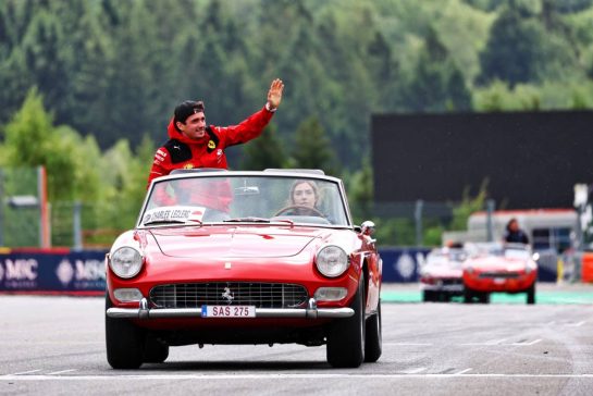 Charles Leclerc (MON) Ferrari on the drivers' parade.
30.07.2023. Formula 1 World Championship, Rd 13, Belgian Grand Prix, Spa Francorchamps, Belgium, Race Day.
 - www.xpbimages.com, EMail: requests@xpbimages.com &copy; Copyright: Coates / XPB Images