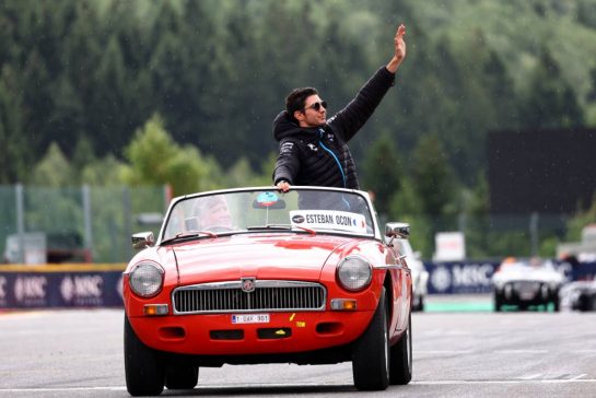 Esteban Ocon (FRA) Alpine F1 Team on the drivers' parade.
30.07.2023. Formula 1 World Championship, Rd 13, Belgian Grand Prix, Spa Francorchamps, Belgium, Race Day.
 - www.xpbimages.com, EMail: requests@xpbimages.com &copy; Copyright: Coates / XPB Images
