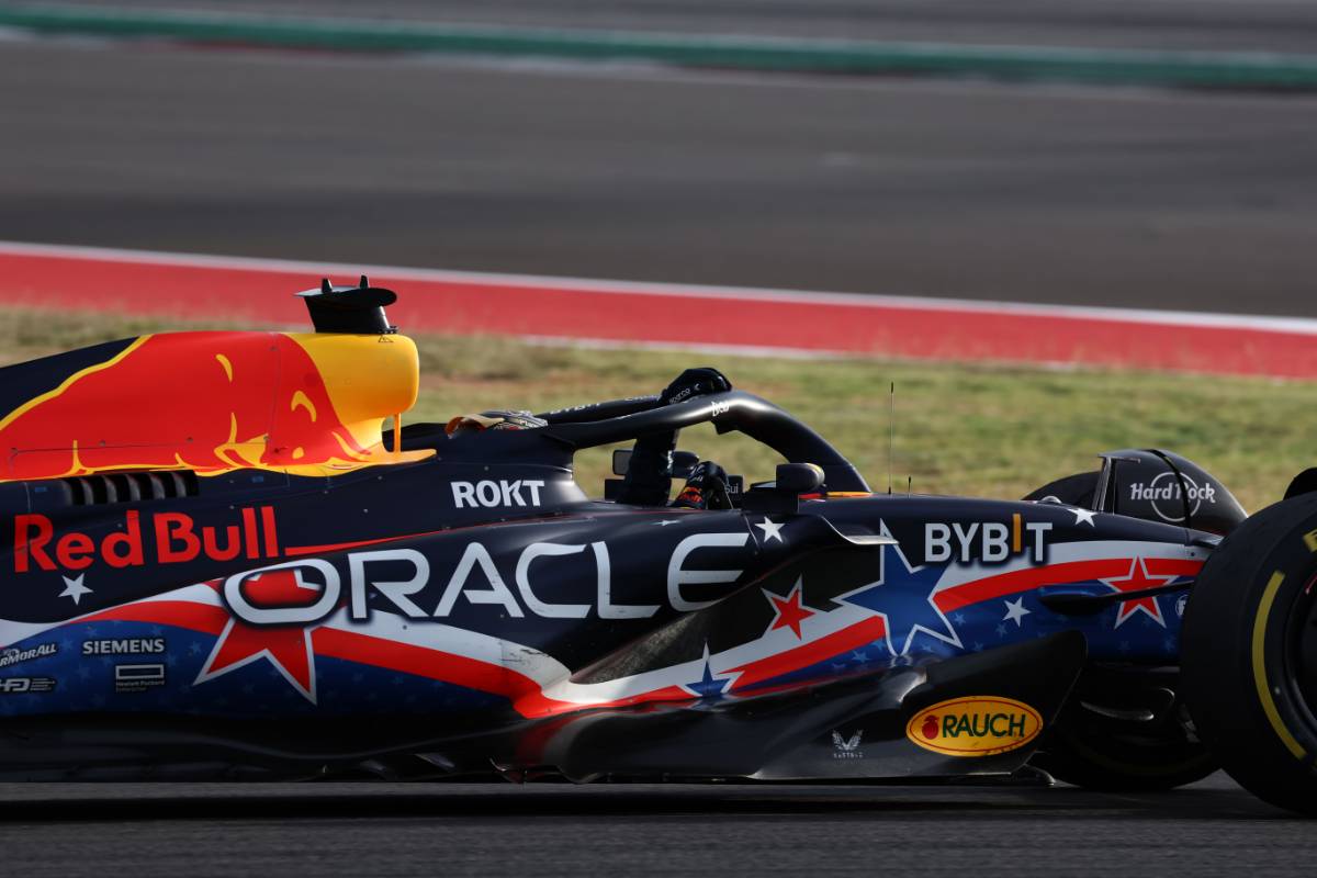 Max Verstappen (NLD) Red Bull Racing RB19 celebrates at the end of Sprint.
21.10.2023. Formula 1 World Championship, Rd 19, United States Grand Prix, Austin, Texas, USA, Sprint Day.
- www.xpbimages.com, EMail: requests@xpbimages.com &copy; Copyright: Moy / XPB Images