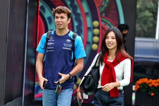 Alexander Albon (THA) Williams Racing with his girlfriend Muni Lily He (CHN) Professional Golfer.
27.10.2023. Formula 1 World Championship, Rd 20, Mexican Grand Prix, Mexico City, Mexico, Practice Day.
- www.xpbimages.com, EMail: requests@xpbimages.com &copy; Copyright: Moy / XPB Images