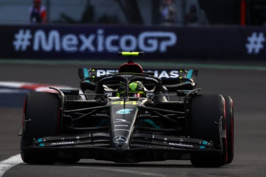 Lewis Hamilton (GBR) Mercedes AMG F1 W14.
27.10.2023. Formula 1 World Championship, Rd 20, Mexican Grand Prix, Mexico City, Mexico, Practice Day.
 - www.xpbimages.com, EMail: requests@xpbimages.com &copy; Copyright: Coates / XPB Images